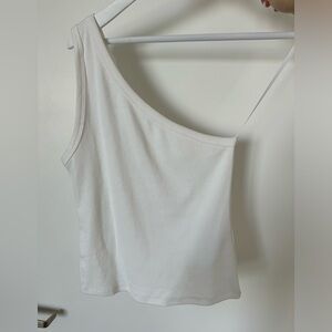 Anthropologie one shoulder white tank